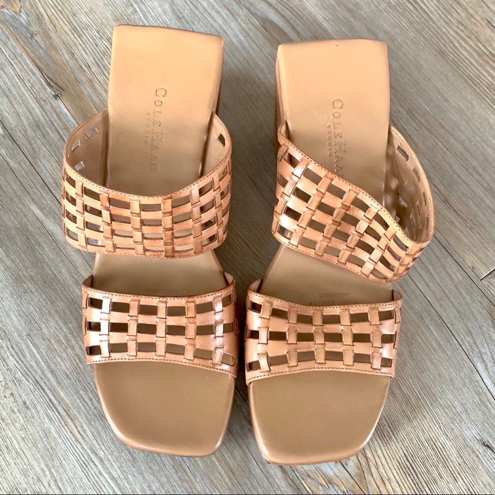 Cole Haan Camel Tan Block Cutout Heel Wedge, 7.5